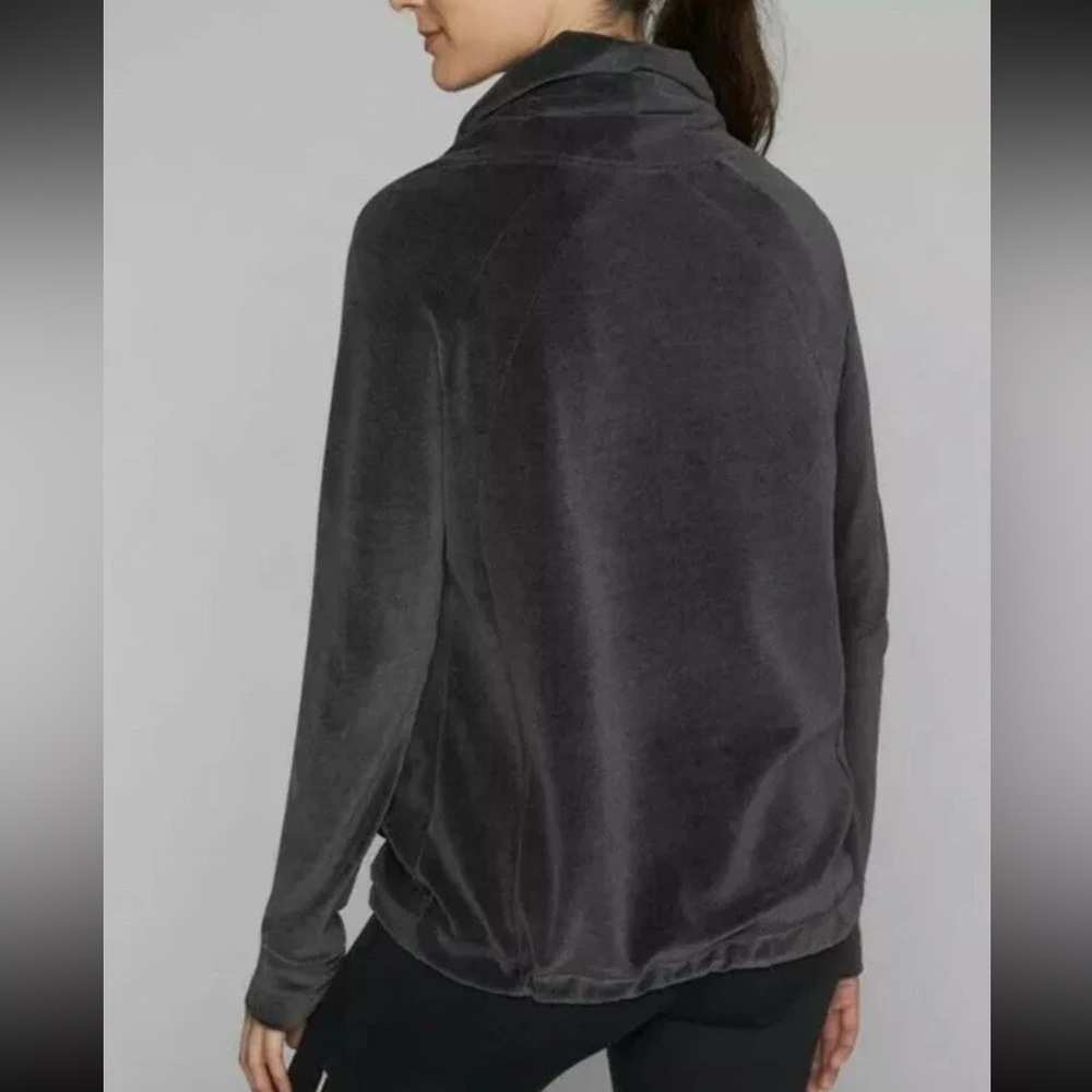 Athleta Charcoal Velour Funnel Neck Pullover - Picture 3 of 5
